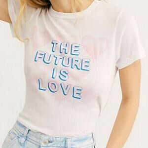 CHASER‎ The Future Is Love Graphic Tee Size S White Crew Neck T-Shirt